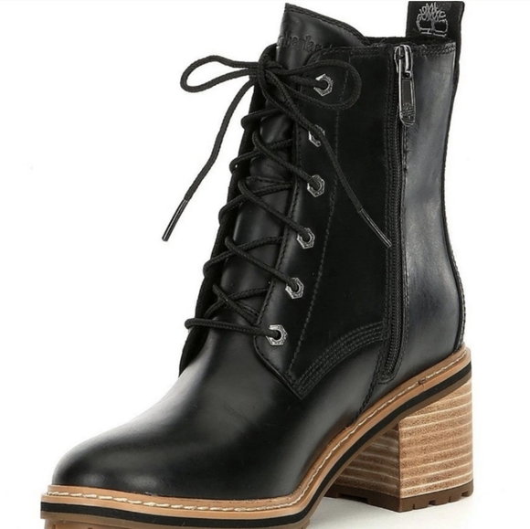 Timberland High Sienna Waterproof side zip stacked heel lace up Chelsea boots - Picture 2 of 13